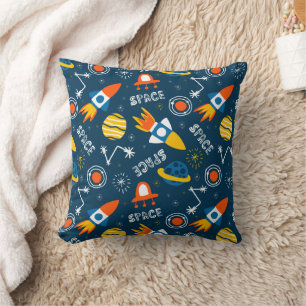 Cute Colorful Space Adventures Pattern Cushion