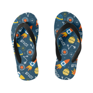 Cute Colorful Space Adventures Pattern Kid's Thongs