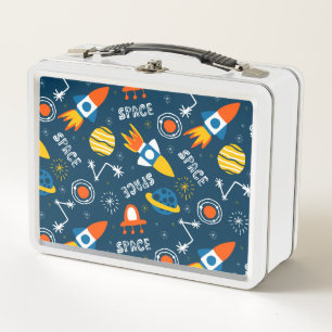 Cute Colorful Space Adventures Pattern Metal Lunch Box