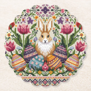 Cute/Colorful Spring/Easter fair isle Paper Coaster
