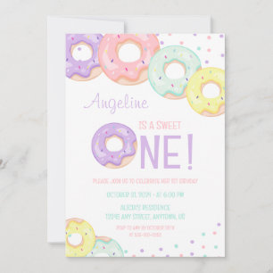 Cute Colorful Sprinkle Donuts First Birthday Invitation