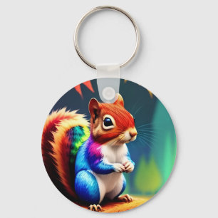  Cute Colorful Squirrel Digital Artwork  Key Ring
