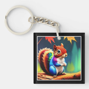 Cute Colorful Squirrel Digital Painting-75364 Key Ring