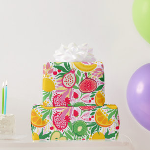 Cute Colorful Summer Tropical Fruit Fun Pattern Wrapping Paper