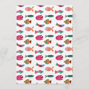 Cute Colorful Tiny Fish Drawing Seamless Pattern Invitation