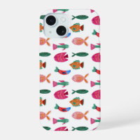 Cute Colorful Tiny Fish Drawing Seamless Pattern