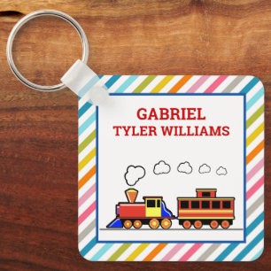 Cute Colorful Toy Train Kids Name Key Ring