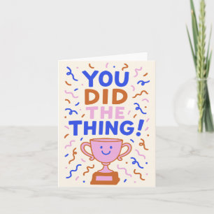 Cute Colorful Trophy Graduation Congratulations Card