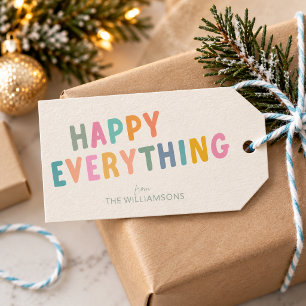 Cute Colorful Typography Happy Everything Custom Gift Tags