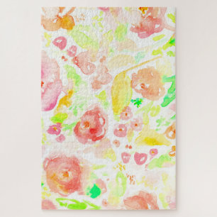 Cute colorful watercolor flowers jigsaw puzzle