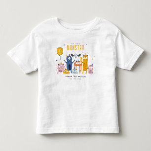 Cute Colorful Yellow Party Monsters Kids Birthday Toddler T-Shirt