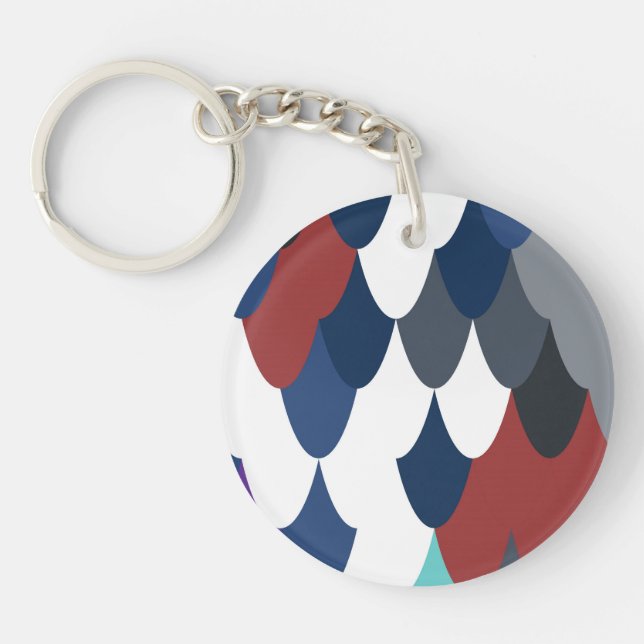 Cute colotful fish crust pattern key ring (Front)