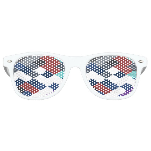 Cute colotful fish crust pattern retro sunglasses (Front)
