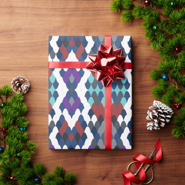 Cute colotful fish crust pattern wrapping paper (Holiday Gift)