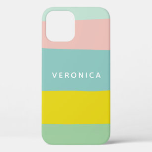 Cute Colour Block Stripes in Minty Pastels iPhone 12 Pro Case