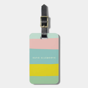 Cute Colour Block Stripes in Minty Pastels Luggage Tag