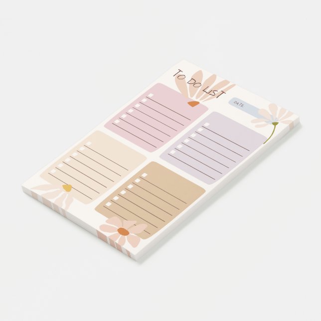 Cute colour block with floral abstract Chic Post-it Notes (Angled)