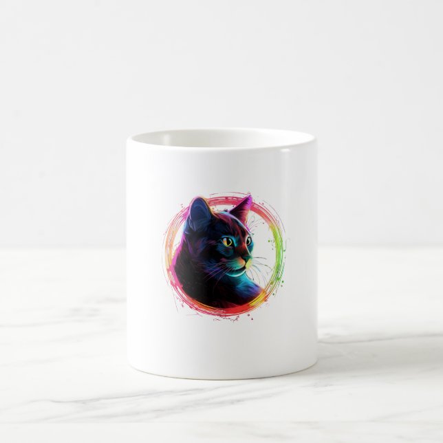 cute colour full cat design  coffee mug (Center)