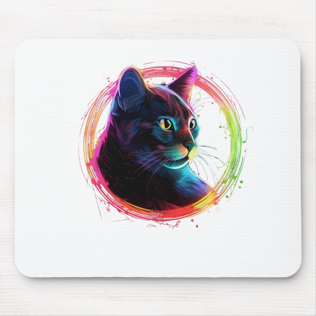cute colour full cat design  mouse pad (Front)