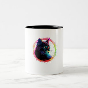cute colour full cat design  Two-Tone coffee mug