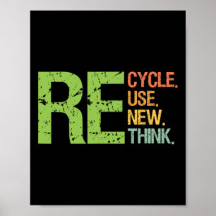 Cute Colour Recycle Reuse Renew Rethink Earth Day Poster