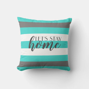 Cute Colour Striped Grey and Blue Pattern With Tex Cushion