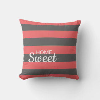 Cute Colour Striped Grey and Pink Pattern Cushion
