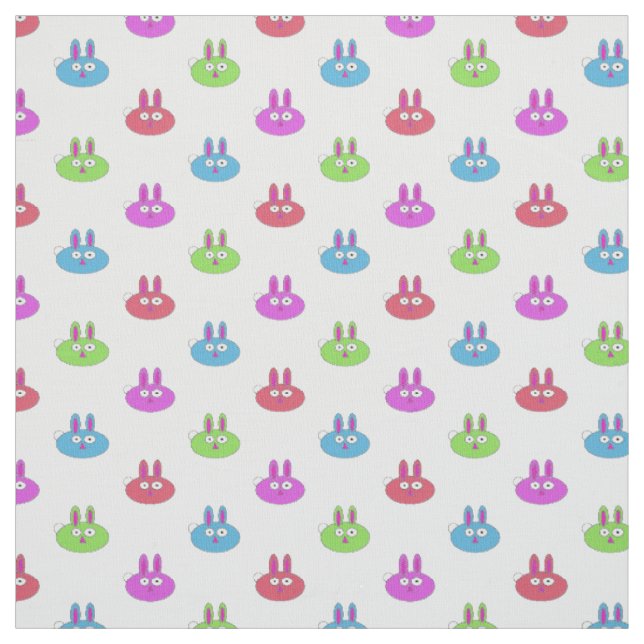 Cute Coloured Bunnies Fabric (Swatch)