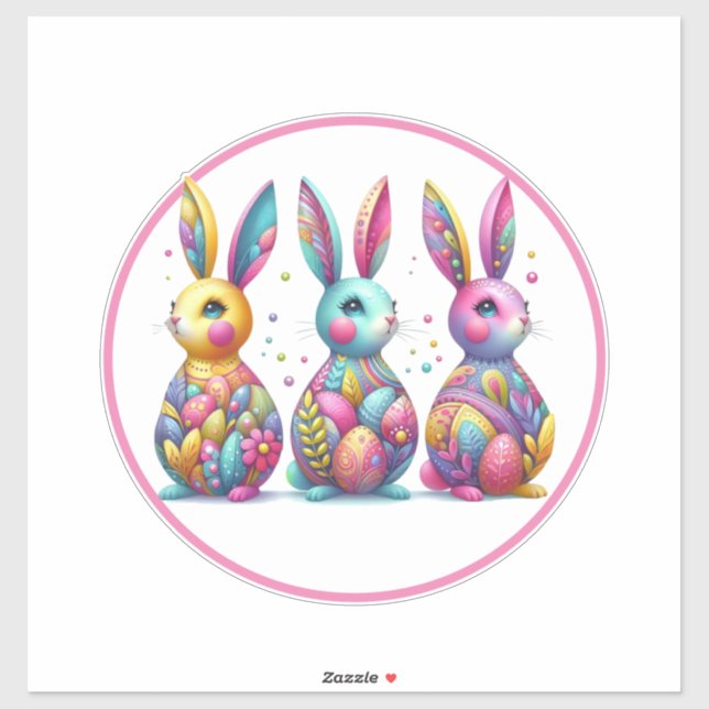 Cute, colourful 3 Easter bunny (Sheet)