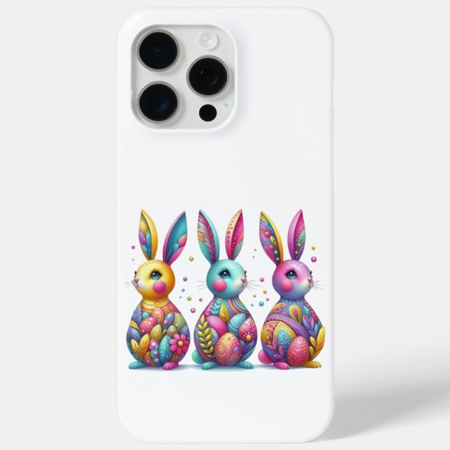 Cute, colourful 3 Easter bunny Case-Mate iPhone Case (Back)