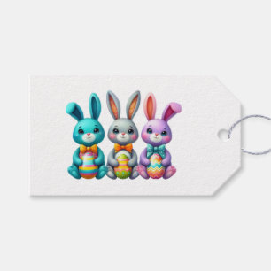 Cute, colourful 3 Easter bunny Gift Tags