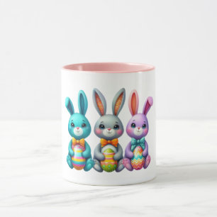 Cute, colourful 3 Easter bunny Mug