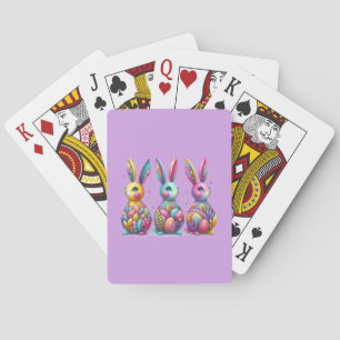 Cute, colourful 3 Easter bunny Playing Cards
