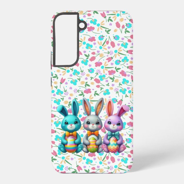 Cute, colourful 3 Easter bunny Samsung Galaxy S22+ Case (Back)