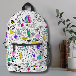 Cute Colourful 80s Pattern Printed Backpack