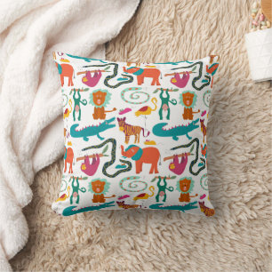 Cute Colourful Abstract Animals Kids Pattern Cushion