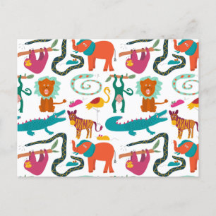 Cute Colourful Abstract Animals Kids Pattern Holiday Postcard