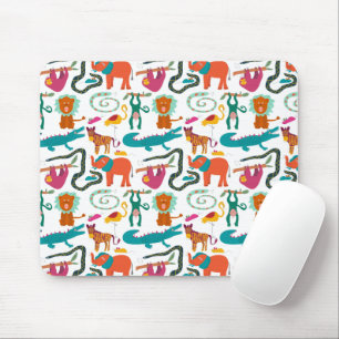 Cute Colourful Abstract Animals Kids Pattern Mouse Pad