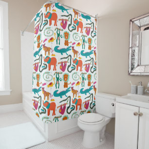 Cute Colourful Abstract Animals Kids Pattern Shower Curtain
