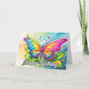 Cute Colourful Abstract Butterfly Doodle Card
