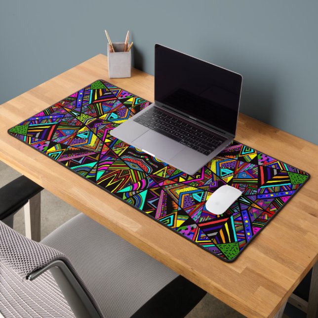 Cute colourful abstract drawing patterns design desk mat (Office 2)