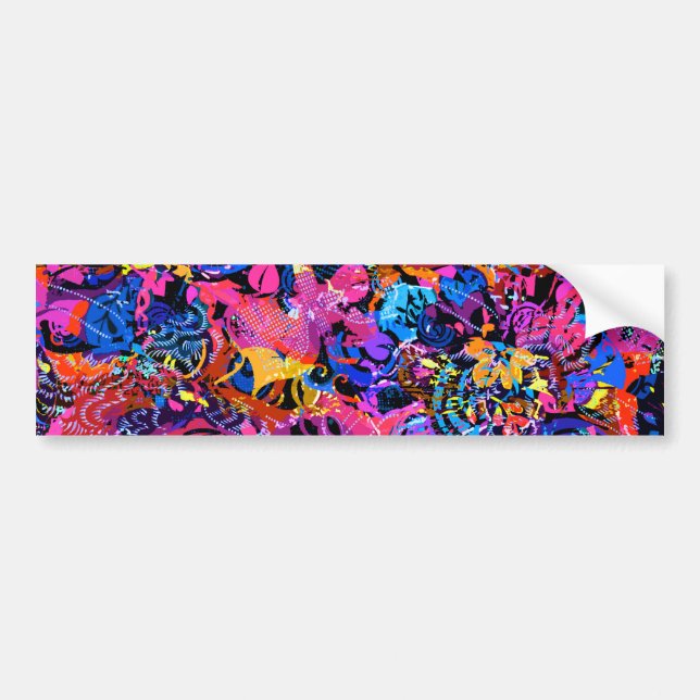 Cute colourful abstract floral patterns bumper sticker (Front)