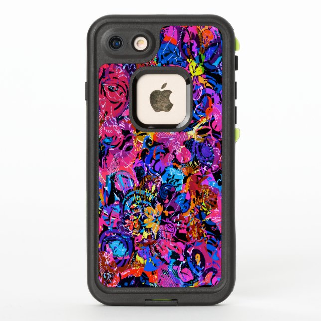 Cute colourful abstract floral patterns LifeProof iPhone case (Back)