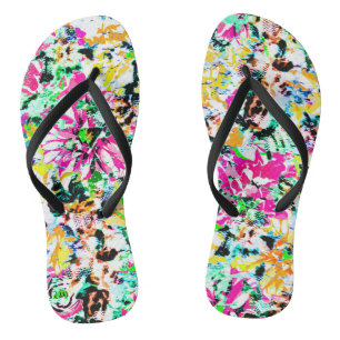 Cute colourful abstract floral thongs