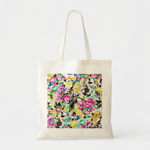 Cute colourful abstract floral tote bag