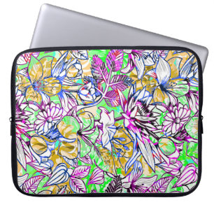 Cute colourful abstract flowers laptop sleeve
