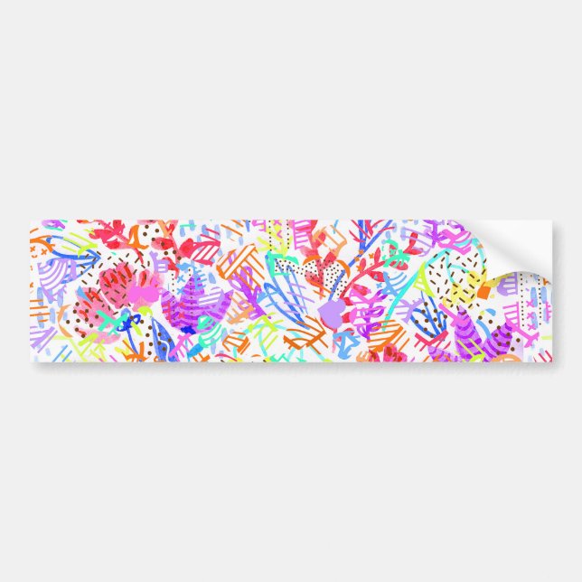 Cute colourful abstract flowers patterns bumper sticker (Front)