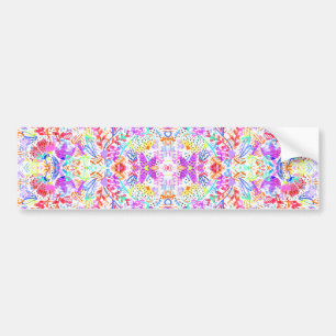 Cute colourful abstract flowers patterns bumper sticker