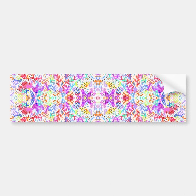 Cute colourful abstract flowers patterns bumper sticker (Front)