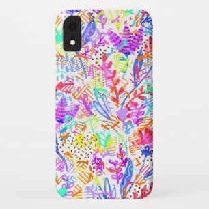 Cute colourful abstract flowers patterns iPhone XR case